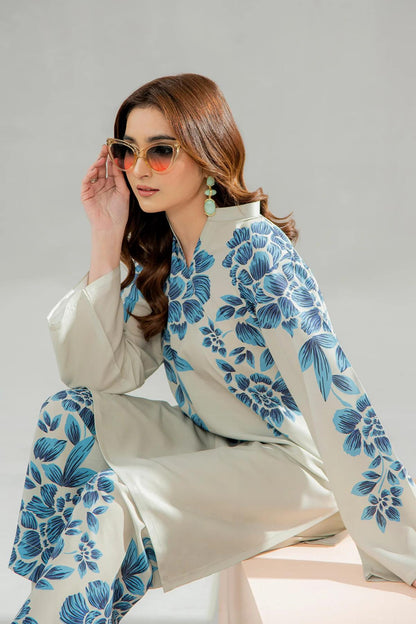 BLUE FLORAL PRINTED 2 PCS